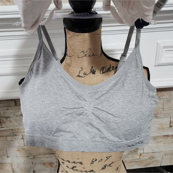 Nautica 3pk active athletic workout lounge bras bralettes plus size 1X 2X‎ New - Picture 3 of 7